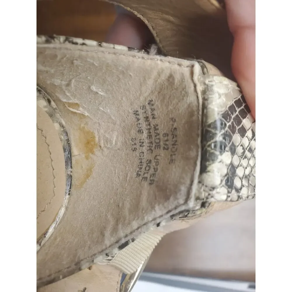 Steve Madden Snakeskin Chunky Strap Straw Wedges | Size 6.5